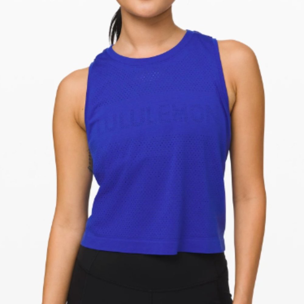 Lululemon Breeze By Muscle Crop Tank Top Logo Size 4